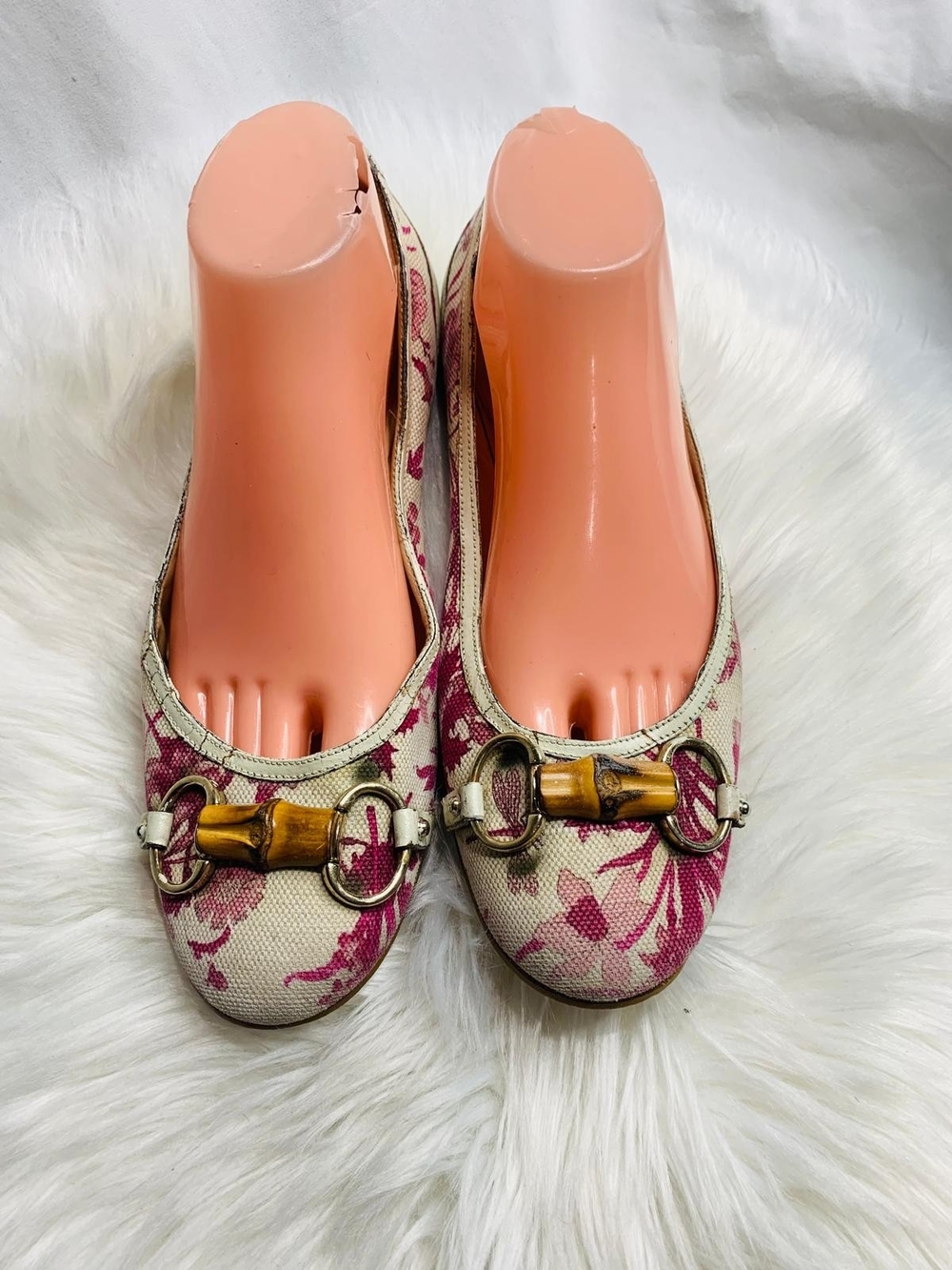 vintage Gucci Hasler Floral Canvas Ballet Flats